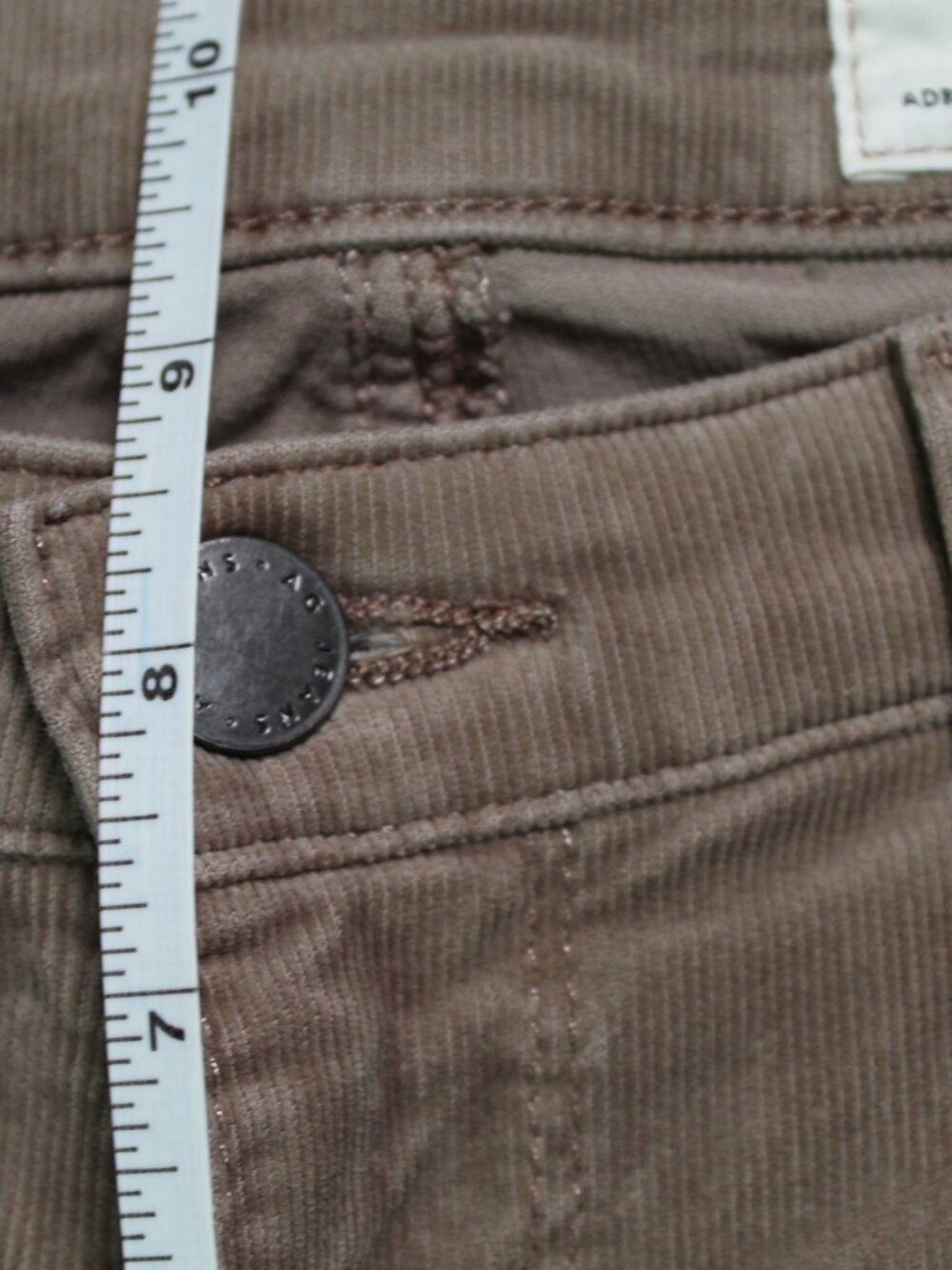 AG Adriano Goldschmied Prima Cigarette Leg Womens 8 Tan Corduroy Pants - Picture 8 of 8